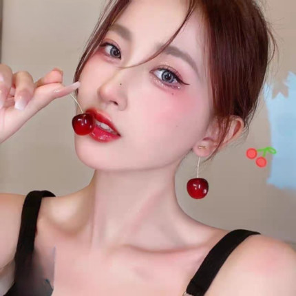 Trendy Korean Cherry Drop Earrings