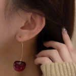 Trendy Korean Cherry Drop Earrings