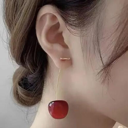 Trendy Korean Cherry Drop Earrings